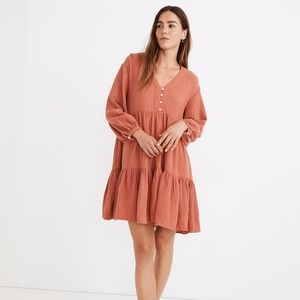 Madewell Lightspun Gauzy Collette Oversized Mini Dress in Deep Rose